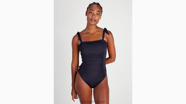 une-pièce froncé à encolure carrée Kate Spade femmes vêtements D8288801 noir